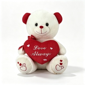 Ours en peluche personnalisé, ours en peluche adorable, ours en peluche pour la Saint-Valentin, ours en peluche blanc avec cœur rouge - Product Image 5