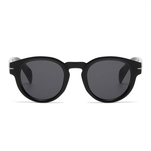 Jamie 5200 Plastic Frame Sunglasses Black Round UV400 Unisex Sun Protection Fashion Travel - Product Image 5