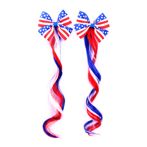 Vente en gros de pinces à cheveux avec nœuds décoratifs pour la fête de l'Indépendance, extensions de cheveux, accessoires pour cheveux du 4 juillet pour enfants et adultes - Product Image 5
