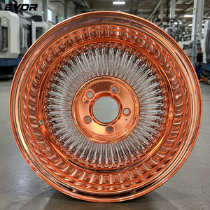 גלגלי EVOR ROSE זהב 13x7 5x114.3 חישוקי חישורים צמיגים עם דופן לבנה - Product Image 3