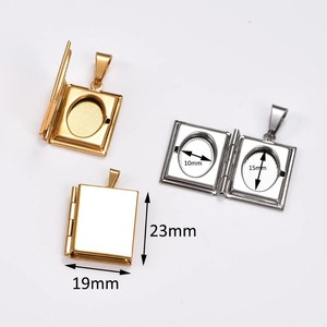 Collier pendentif médaillon photo en acier inoxydable en forme de livre pour femmes et hommes, avec cadre photo ouvrable gravé, breloques et chaîne en métal, bijoux - Product Image 2