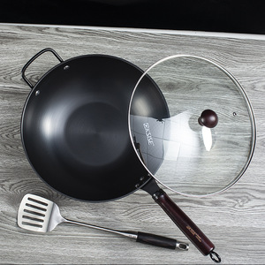 Casseroles de <span class=keywords><strong>Wok</strong></span> de haute qualité de 32cm, pas de rouille, casserole de cuisine domestique, couvercle en verre, cuisinière à Induction, <span class=keywords><strong>Wok</strong></span> - Product Image 2