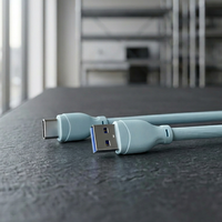 Kabel Data USB 2.0 Kecepatan Tinggi 1.5M Bahan TPE 5A Pengisian Cepat untuk Smartphone Android, Tablet, Power Bank, Laptop