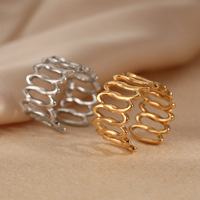 Bague large ondulée géométrique en acier inoxydable 316 Gaovo pour femme, bijou fantaisie superposé, accessoire de mode, cadeau