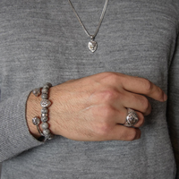 Goldix Bague tête de lion en or 18 carats Bague tendance en acier inoxydable plaqué argent Bagues noires pour enfants