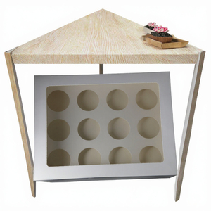 Ivory Paperboard <b>Cupcake</b> <b>Box</b> with Window Rigid Bakery Packaging 12 Cavities Rectangle Shape Food Grade Recyclable - Product Image 3