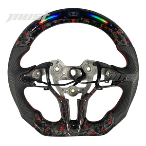Volante LED de Fibra de Carbono Forjado con Detalles Rojos Personalizados, Mejora del Interior del Automóvil para Hyundai I30N I20N ElantraN <span class=keywords><strong>N</strong></span>-line <span class=keywords><strong>Fastback</strong></span> - Product Image 1