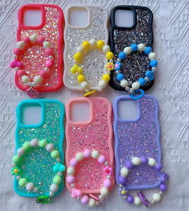 Coque de téléphone portable en TPU acrylique avec design créatif à paillettes et diamants, style grande vague, pour iPhone 6 7 8 Plus X Xr Xs Max - Product Image 2
