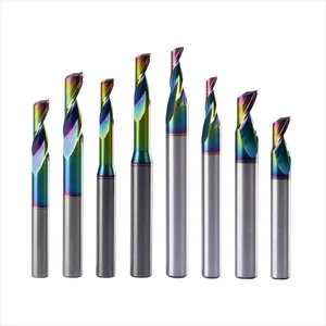 BKEA colorful aluminum single flute spiral mill cutter Tungsten carbide PCD Router bit engraving cutting tool machine spare part