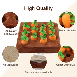 Interactive Dog Toys Carrot Snuffle Mat Dog Plush Puzzle Toy 2 In 1 Nosework Feed Games With 12 Carrots