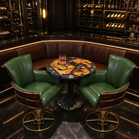 Fauteuil de bar pivotant vintage en cuir véritable, chaise de barbier rétro, chaise de salon réglable en hauteur et rotative pour hôtel et club