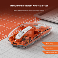 Souris transparente silencieuse sans fil BT + 2.4Ghz USB rechargeable Souris mince pour ordinateur Souris de jeu pour PC portable