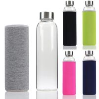 Nouvelle bouteille d'eau en verre borosilicaté transparent à large ouverture et à fond épais personnalisée en verre à boire pour le sport