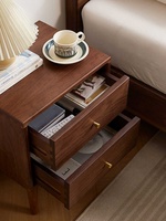 Laci meja malam, tempat tidur Modern mewah kayu padat hitam Walnut samping tempat tidur meja dengan penyimpanan untuk kamar tidur