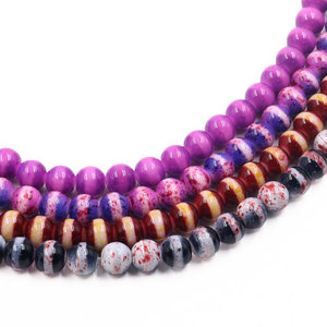 Cuentas de Vidrio Blancas de 10 mm con Base Blanca y Diseño de Salpicaduras, Cuentas Sueltas Mixtas de Color Rosa, Morado y Verde <span class=keywords><strong>para</strong></span> Hacer Pulseras y Joyería de Verano - Product Image 3
