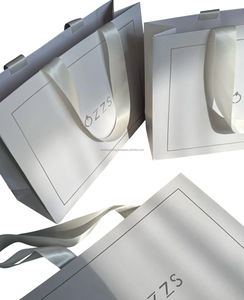 Sacs à provisions en papier de luxe personnalisés avec poignée en ruban Sac à provisions en papier personnalisé avec votre propre logo - Product Image 1