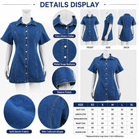 Robe mini en jean droite sans manches coupe ajustée à col classique et boutonnée sur le devant pour femme, décontractée d'été, délavage clair