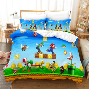 2026 Set Sprei Kartun Baru Marios Remaja Anak-Anak Super Lembut Katun Poliester Selimut Penutup Selimut Sarung Bantal Set Seprai - Product Image 5