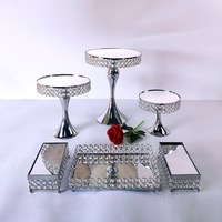 Suministros para Bodas al por Mayor, Mesa para Pasteles y Postres Dorada y Plateada, Soporte Metálico para Pastel de Boda con Cristales