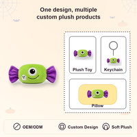 Peluche Monstre à un œil en forme de bonbon d'Halloween, personnalisée, douce et rembourrée, pour décoration de fête, faible MOQ, OEM ODM