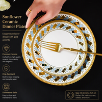 Assiette de Luxe Nordique en Céramique avec Bord Doré, Assiette Plate Occidentale pour Steak, Vente en Gros, Assiette Plate pour Salade et Dessert