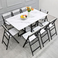Table à manger pliante portable de luxe léger pour petites maisons et restaurants, ensemble rectangulaire 8 personnes avec chaises et table pliable
