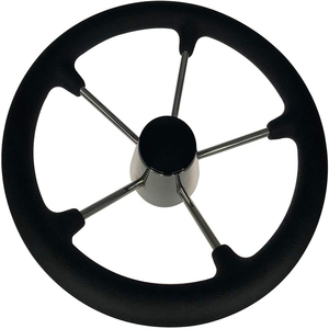 Accessoires de bateau, matériel marin, volant en acier inoxydable noir avec mousse PU et poignée antidérapante pour yacht - Product Image 3
