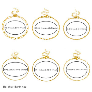Fashion Chain <b>Bracelet</b> <b>Set</b> Gold Plated Stainless Steel Women's Minimalist Jewelry 18K Versatile Simple Design - Product Image 4
