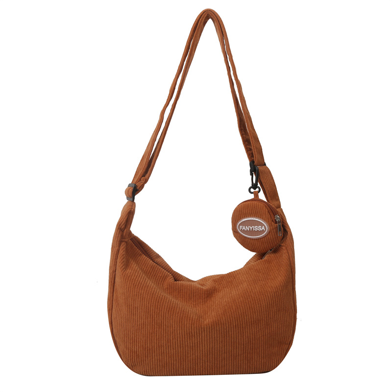 [ NERDY ]★24SS★韓国人気★CORDUROY HOBO CROSS BAG Shop Our Trendy New Dumpling Bag - Corduroy Retro Messenger
