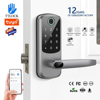 Cerradura Inteligente para Puerta con Huella Digital TTLock Tuya, Aleación de Aluminio, Control por Aplicación, Desbloqueo con Teclado y Contraseña, Tarjeta IC con Huella Digital, OEM