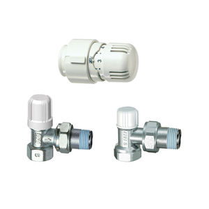 Kit Valvola per Radiatore con Connessione in Ferro 3/4 con Testa Termostatica e Blocco Angolare - Product Image 1