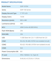 DOP-107DV Delta Basic D-Type HMI, Pantalla Táctil TFT de 7 Pulgadas, RS422, RS485, USB, Ethernet/WAN para PLC, Automatización Industrial