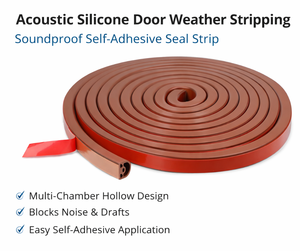 Bande d'étanchéité acoustique en silicone pour porte, bande d'étanchéité insonorisante multi-chambres, bande d'étanchéité autocollante pour fenêtre, bloqueur d'espace, ruban d'étanchéité - Product Image 1