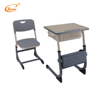 Ensemble bureau et chaise d'étudiant moderne en forme de C avec tiroir réglable, bureau individuel pour utilisation en classe