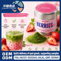 Poudre de Matcha 100% Naturelle, Thé Instantané Aromatisé à la Fraise en Boîte (En conserve) - Boisson Fruitée Rafraîchissante Rapide 30g