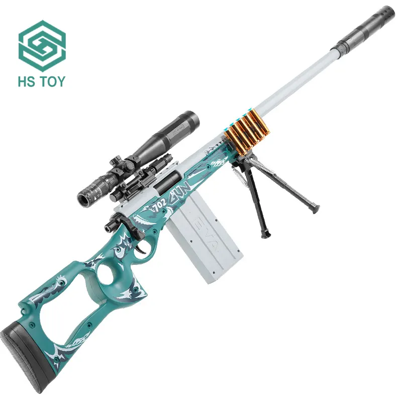 HS oyuncak 127CM kızılötesi ışın M24 çocuk çekim oyuncak mermi yumuşak kabuk çıkarma oyuncak tabanca ile otomatik güvenlik gözlükleri