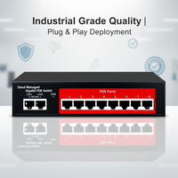 Precio de Fábrica al por Mayor, Control Remoto a Distancia, Switch Administrado en la Nube de 120w, 8 Puertos PoE, 1000mbps, Salida DC48v