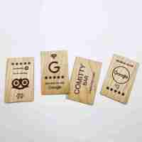 Code QR de vente chaude nous examiner sur Google NFC carte de robinet en bois NFC215 carte d'examen Google en bois de bambou