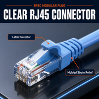 Kabel Patch Cord Flat CAT6 Cat7 S FTP RJ45 Ethernet 26AWG dengan Selubung PVC 5m 10m 15m 20m 30m untuk TV Box Router yang Dipasang di Dinding