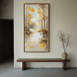 ภาพวาดสีน้ำมันแนวธรรมชาติฤดูใบไม้ร่วง ขนาดใหญ่ วาดด้วยมือ ขายส่งจากโรงงาน ศิลปะติดผนังแบบมินิมอล งานแฮนด์เมด พื้นผิวแบบ 3 มิติ - Product Image 1
