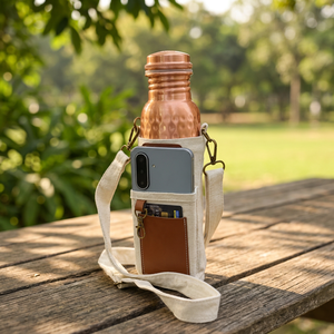 Bouteille d'eau de luxe en cuivre pur, écologique, avec design classique martelé, portable pour les voyages - Product Image 1