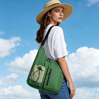 Sac bandoulière de voyage haut de gamme pour femme, sac à bandoulière multi-poches en nylon pour dames