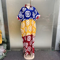 Robe Bubu décontractée pour femme grande taille, nouvelle collection, tendance, à col revers, coupe ample, imprimé géométrique africain, style caftan, color-block, pour la maison