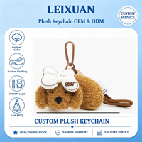 Porte-clés en peluche chien bouclé blanc mignon avec nœud, pendentif de sac en forme de tête de chien en peluche douce, breloque de sac à dos en peluche de dessin animé avec mousqueton