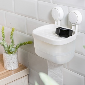 Potente ripiano in tessuto a <span class=keywords><strong>ventosa</strong></span> a <span class=keywords><strong>ventosa</strong></span> a tazza Caddy scaffale porta carta igienica con gancio per la conservazione del cellulare - Product Image 1