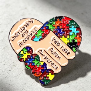 Broche de amor con diseño de rompecabezas de autoconciencia, pin de solapa arcoíris, joyería - Product Image 1