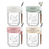 Gobelets et ensembles de petit-déjeuner écologiques portables pour overnight oats – Contenant en verre avec cuillère, couvercle, remplissage et emballage hermétique