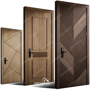 Porte intérieure élégante en bois Porte de chambre contemporaine en bois massif Conception personnalisée pour la rénovation domiciliaire - Product Image 1