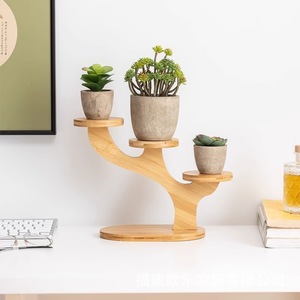 <b>Mini</b> bay window sill multi-tiered flower stand for desktop, balcony, living room, office <b>desk</b>, flower pot stand, bamboo and - Product Image 2