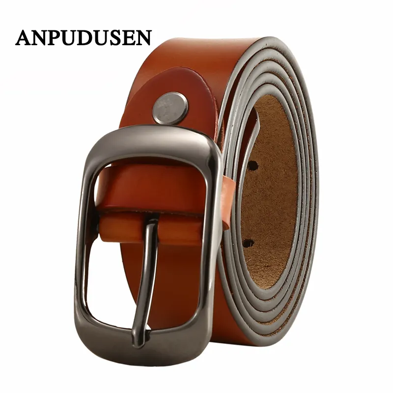 YiWu Factory Wholesale Custom Lady's Alloy Pin Buckle Belt Classic Fashion Genuine Leather Belt For Women